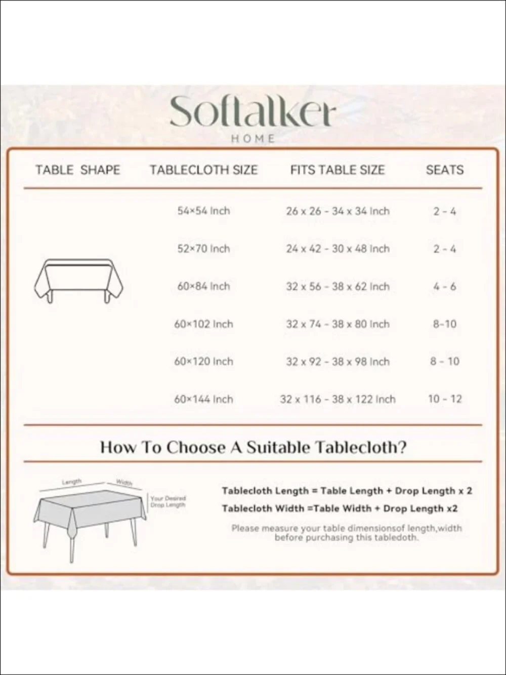 Faux Linen Tablecloth 104x60 Rectangular Wrinkle Resistant Table Cover